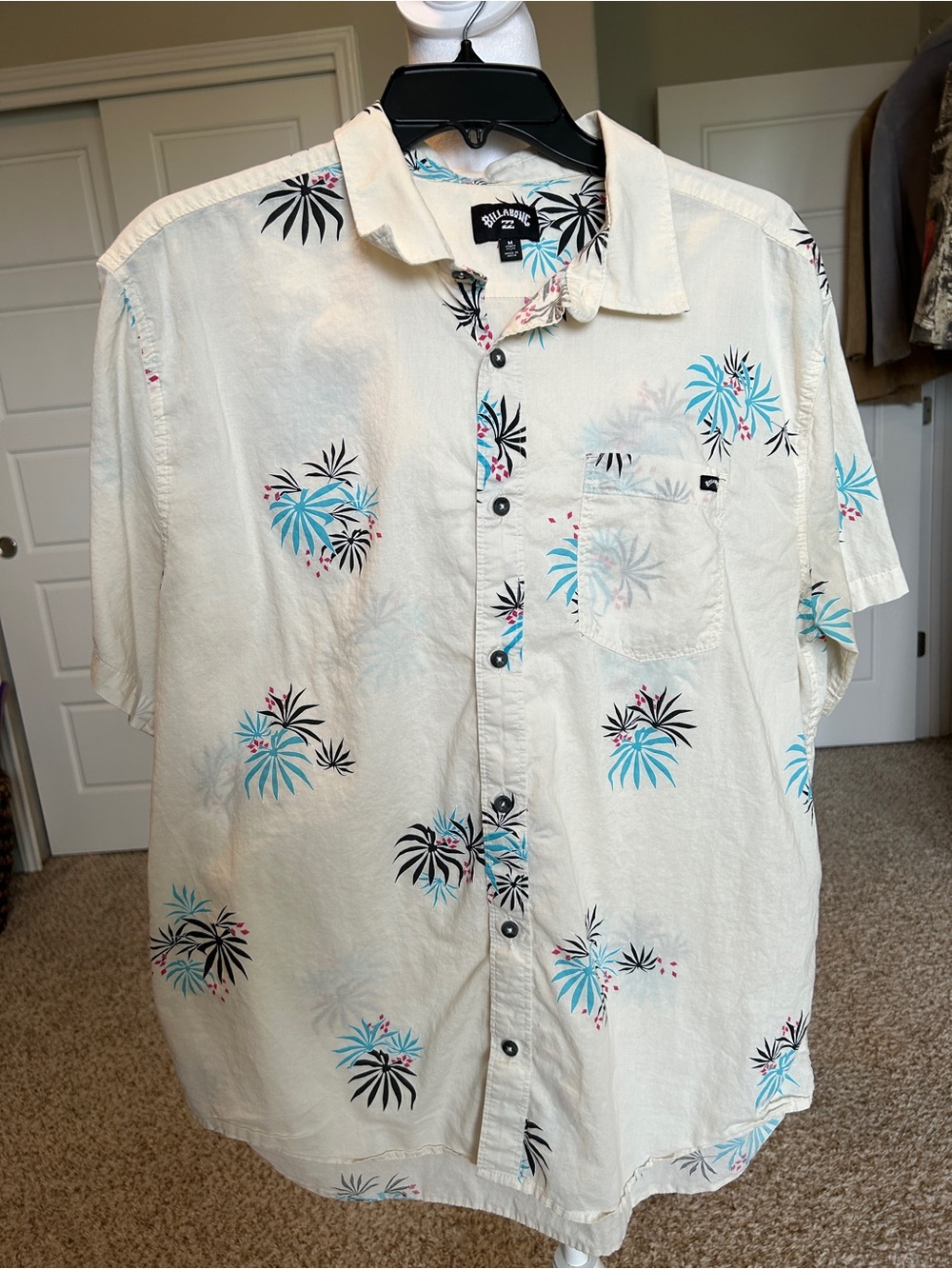 BILLABONG Men’s Sunday Vacay Hawaiian Print Short Sleeve Button Down Shirt M